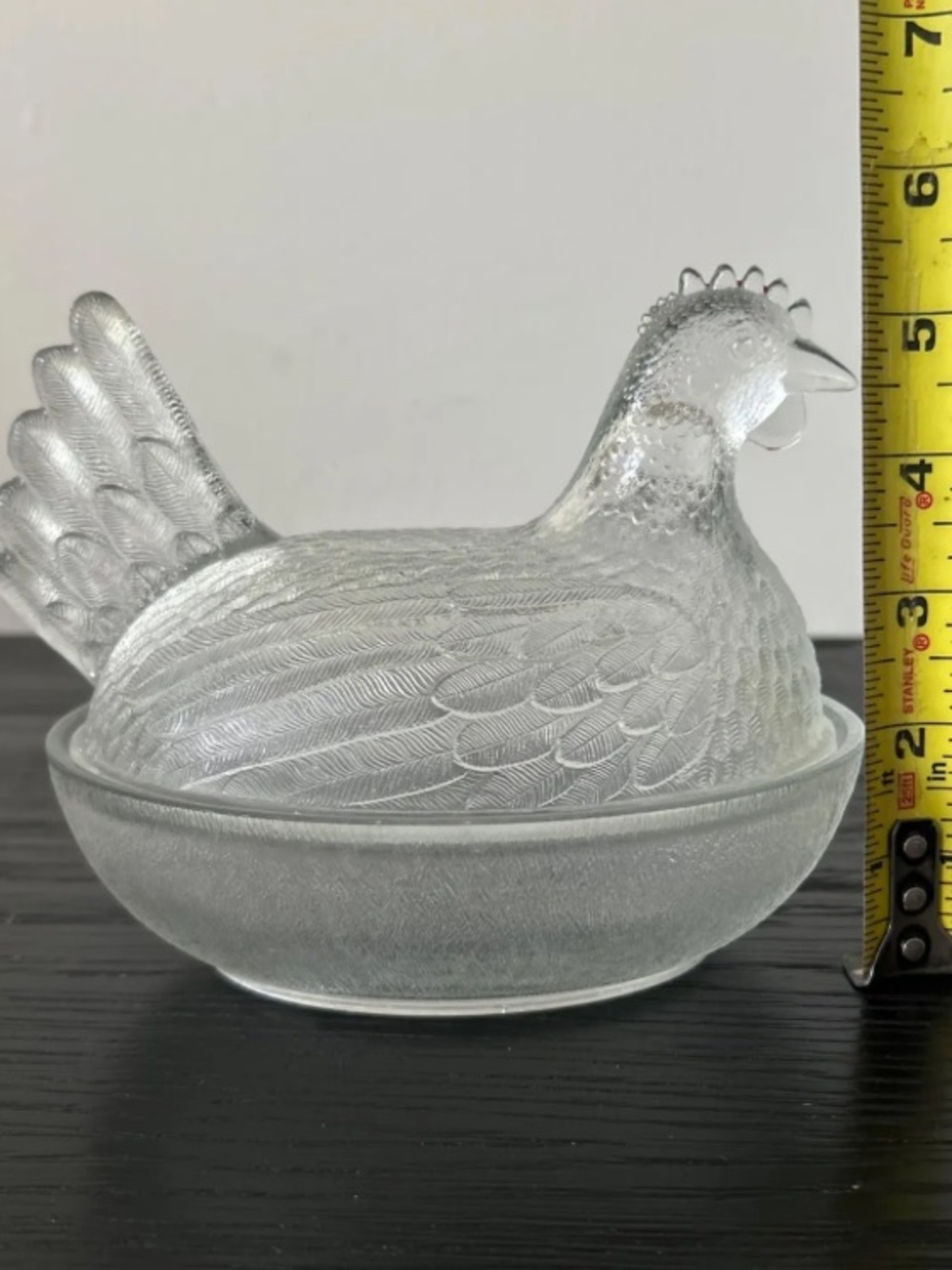 Original Indiana Glass Beadless Stippled Base Hen on A Nest Dish Clear 1930-1940 - Picture 6 of 14